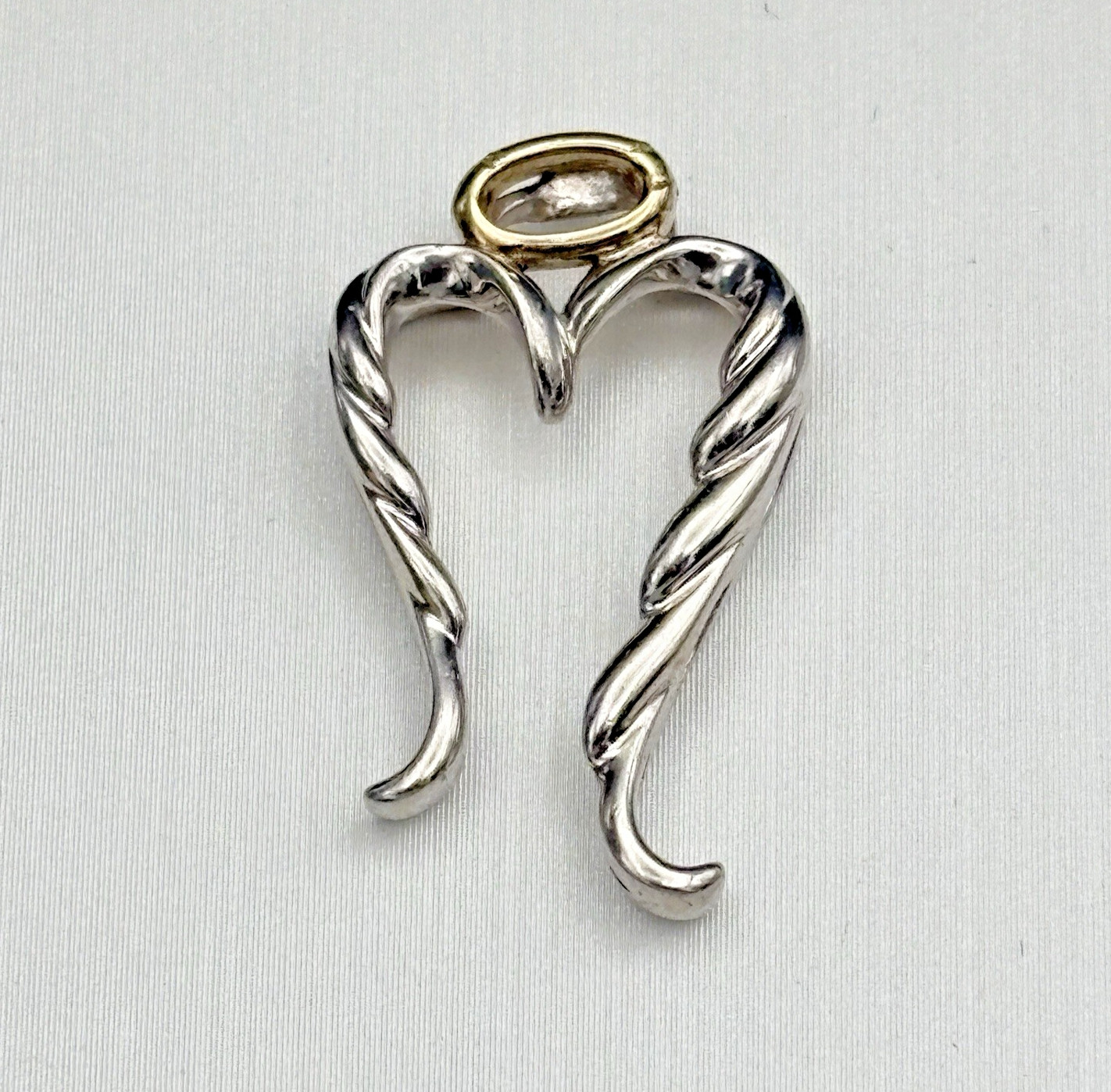 Alwand Vahan Sterling Silver Slide Pendant Gilded Halo Angel Wings 925 AV