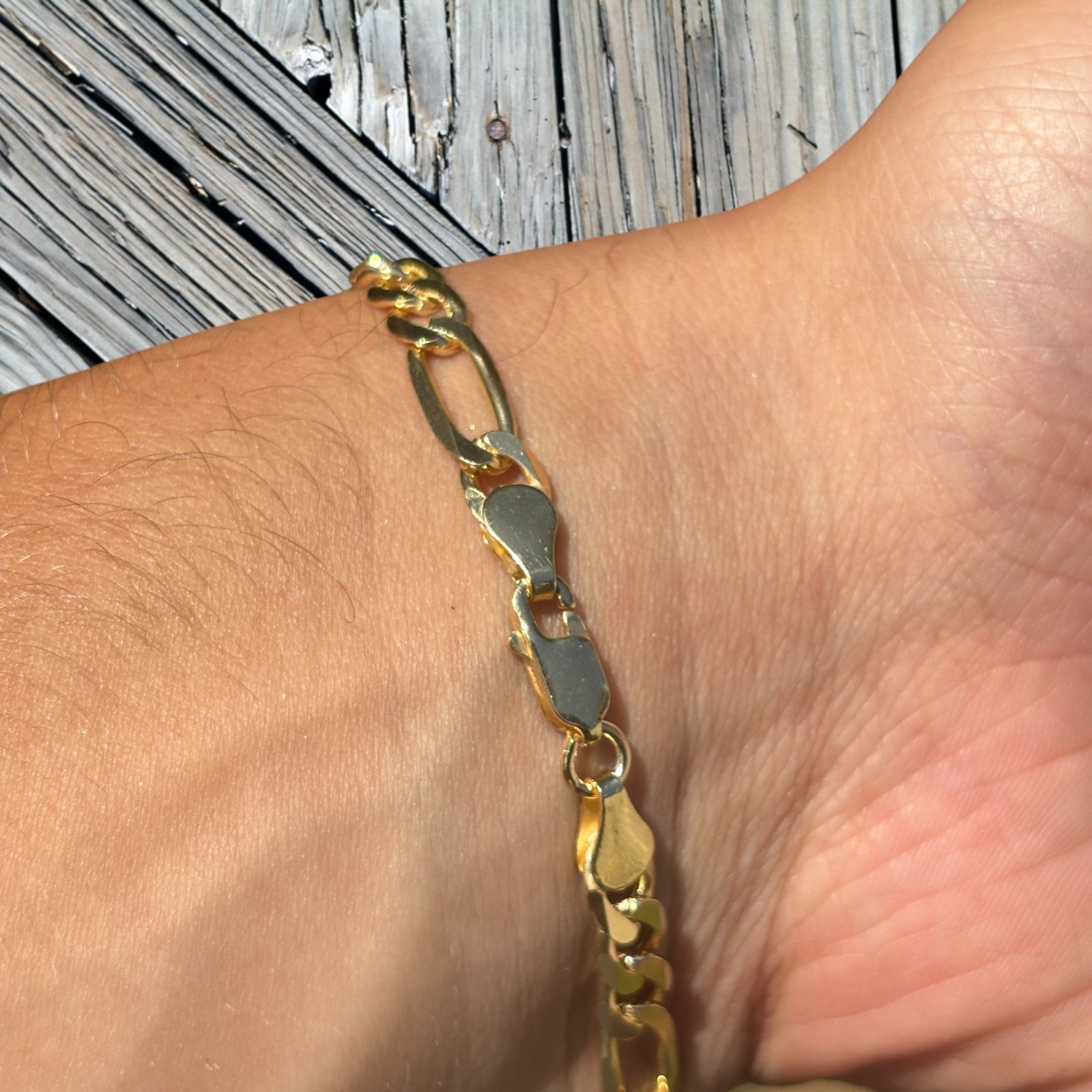 6mm Figaro Bracelet Link – Real Solid 925 Sterling Silver Or 14k Gold Vermeil