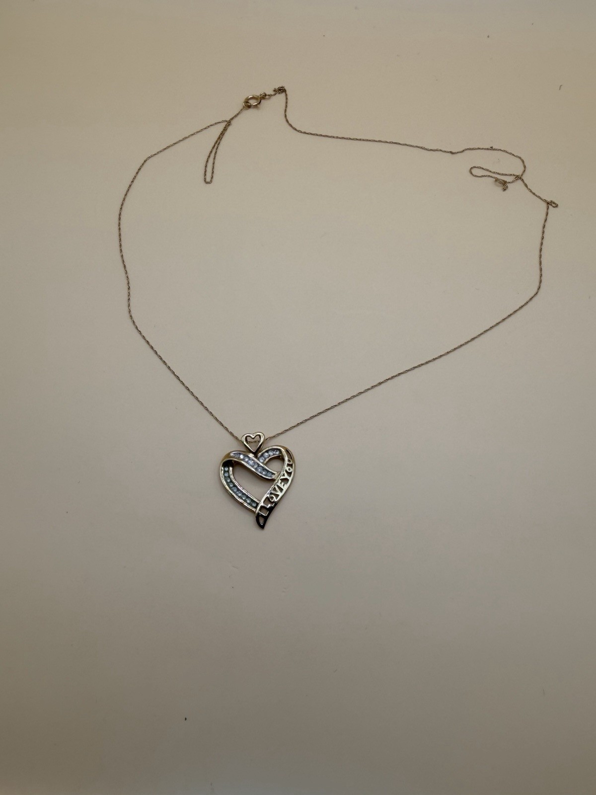 10k Yellow Gold 1/4 Ctw Diamond I Love You Heart & 21” Chain