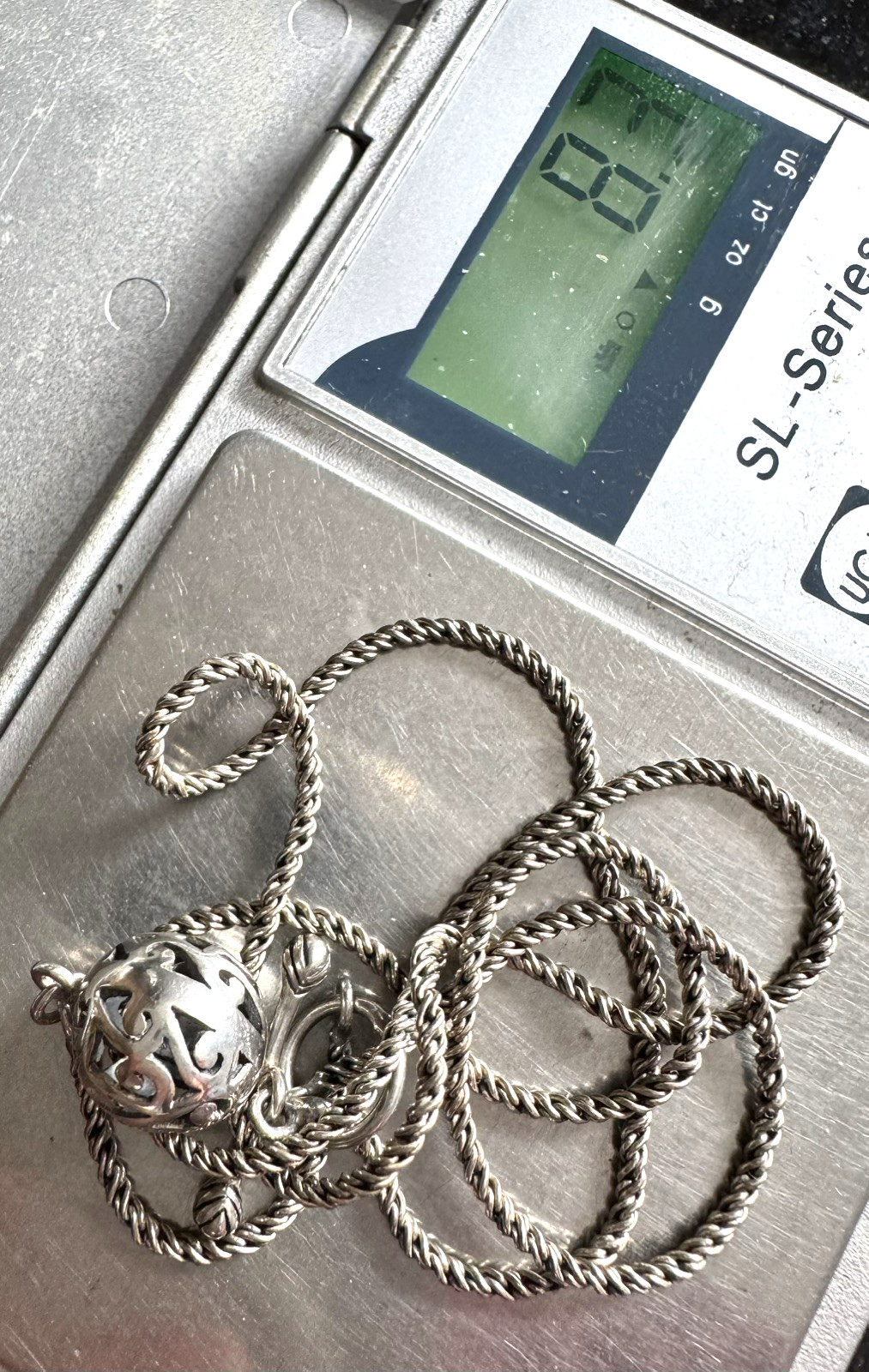 Silpada Sterling Silver Lariat Necklace Rope Chain Openwork Ball Y Drop
