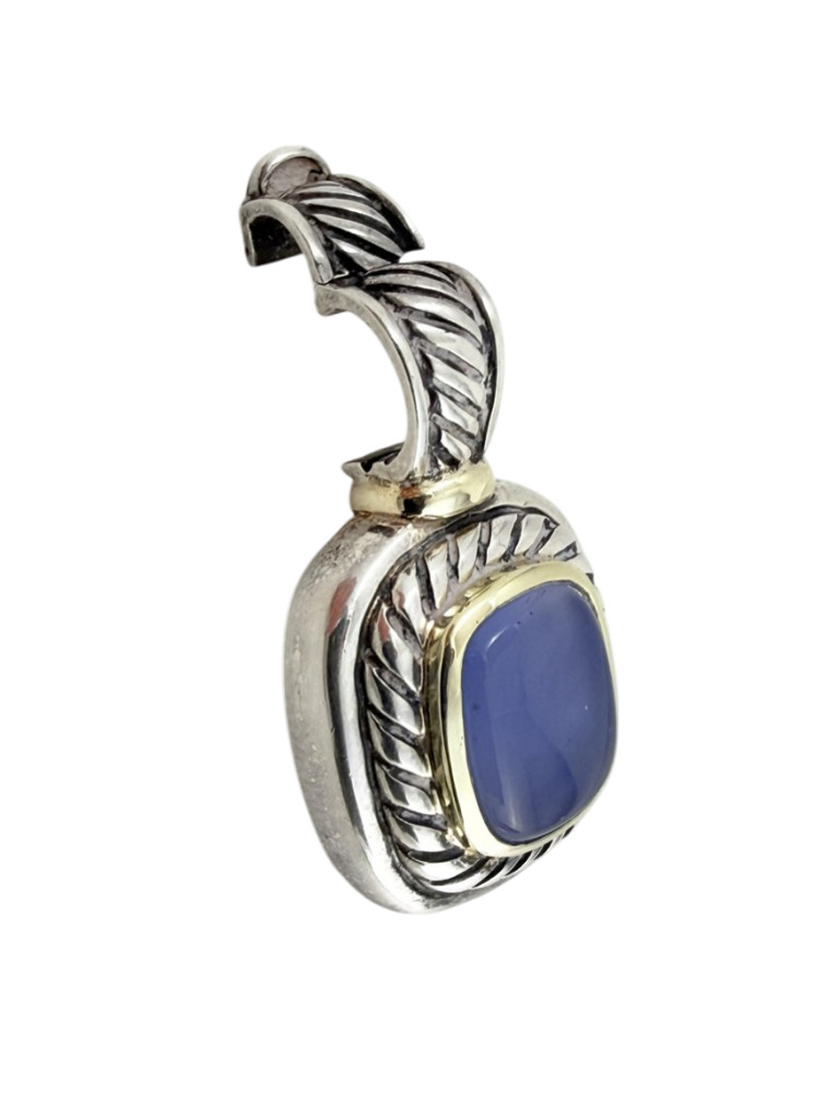 David Yurman 14K Gold .925 Sterling Silver Noblesse Chalcedony Albion Pendant
