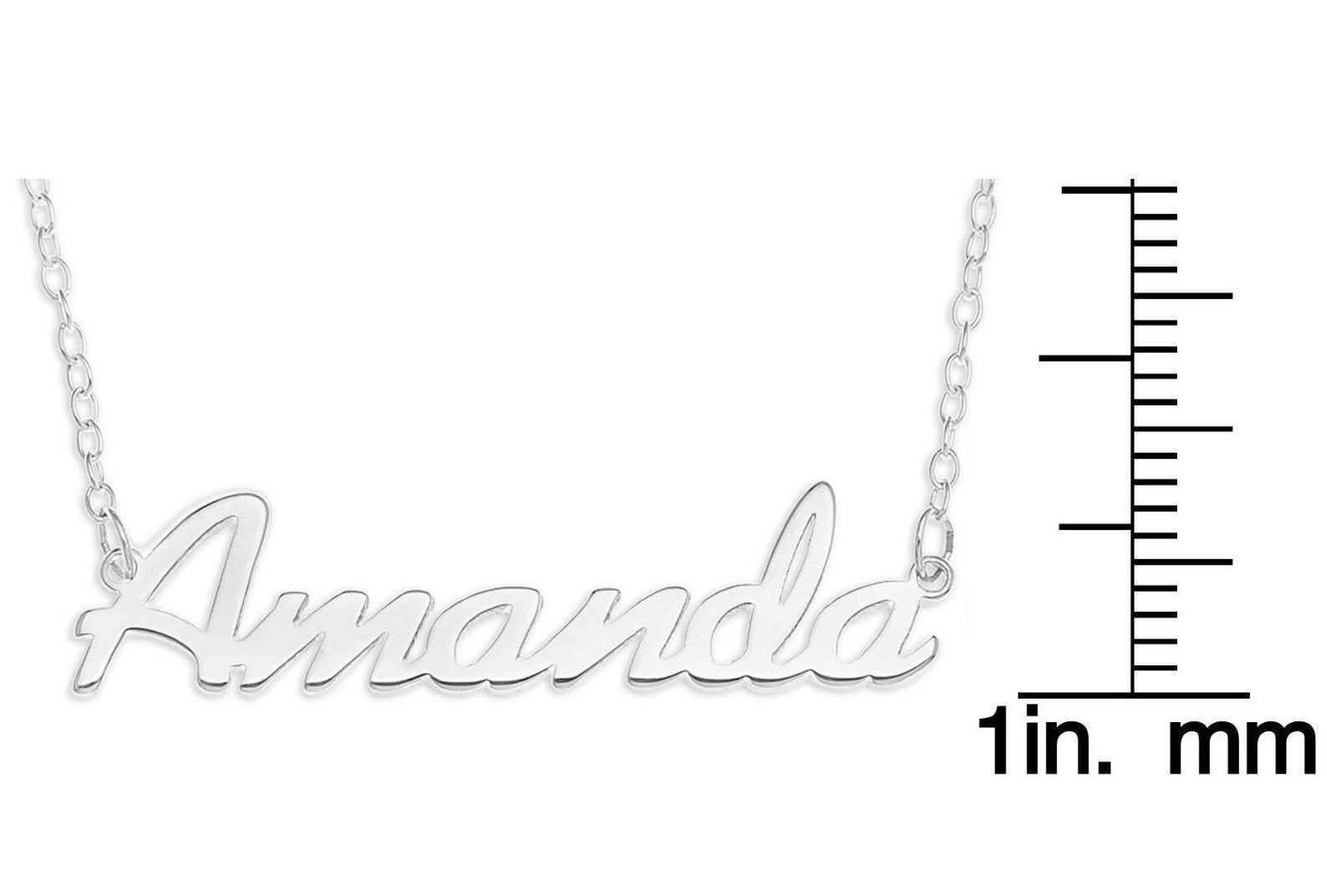 Amanda Name Plate Necklace Pendent Sterling Silver female Personalized Custom