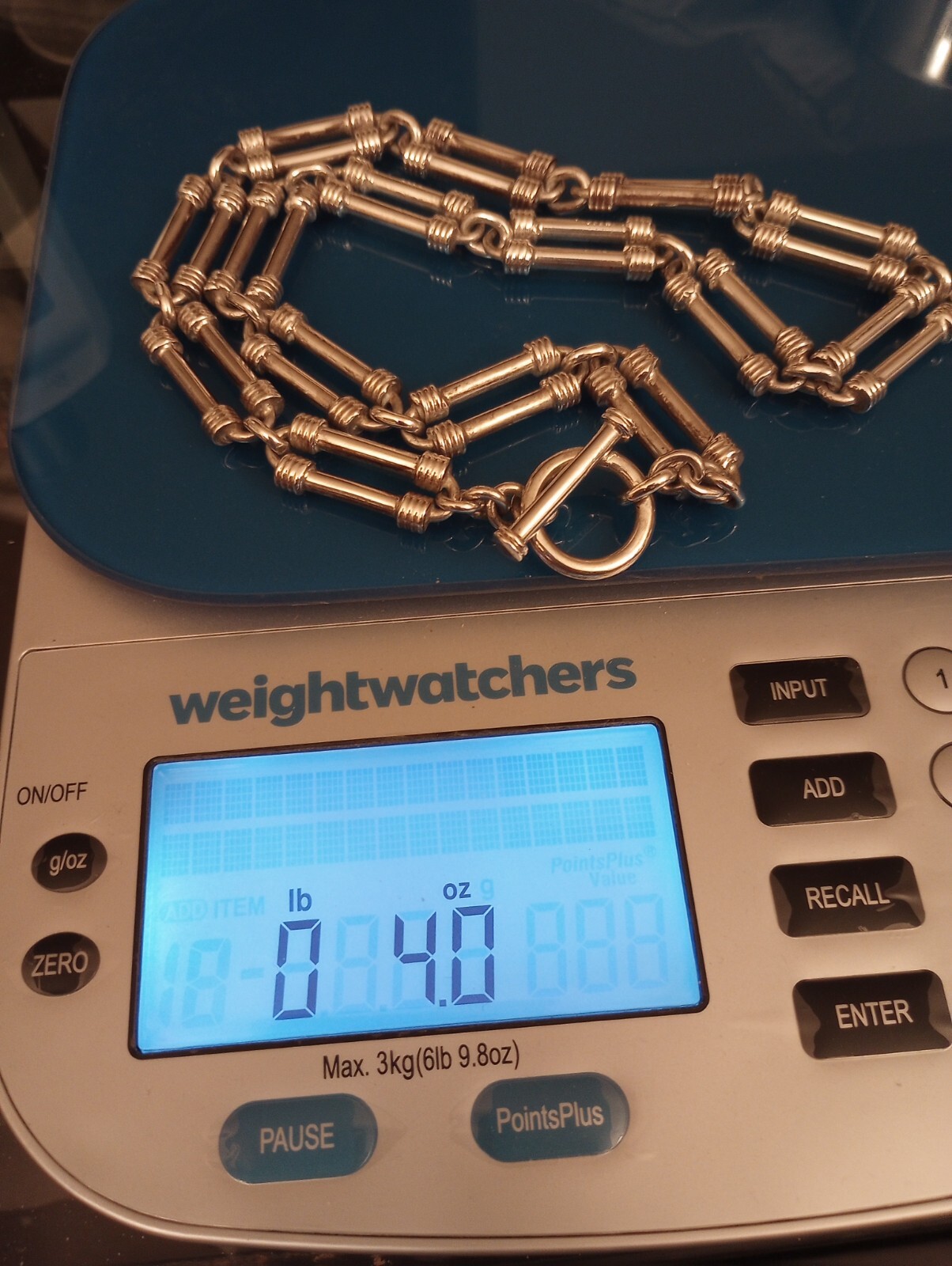 Quality .925 Mexico Silver 20″ Bar Link Chain Toggle Clasp Necklace 113gm (4oz!)