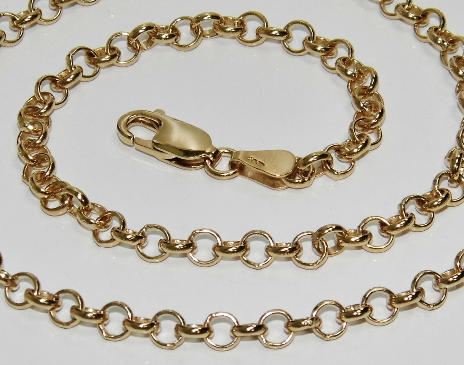 9ct Yellow Gold on Silver Belcher Chain – 4mm Width ~ 16 18 20 22 24 26 30 inch
