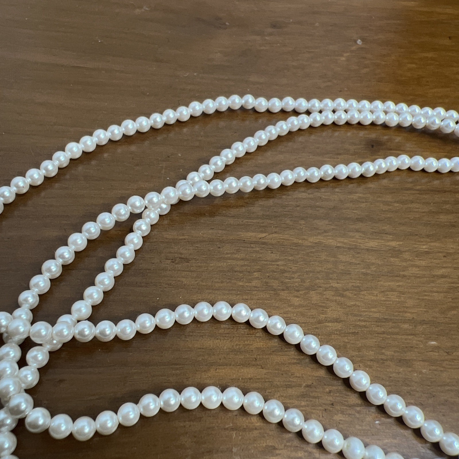 German Vintage G Silver 3 Strand Small Pearl Necklace Faux? ~ 19 Inch