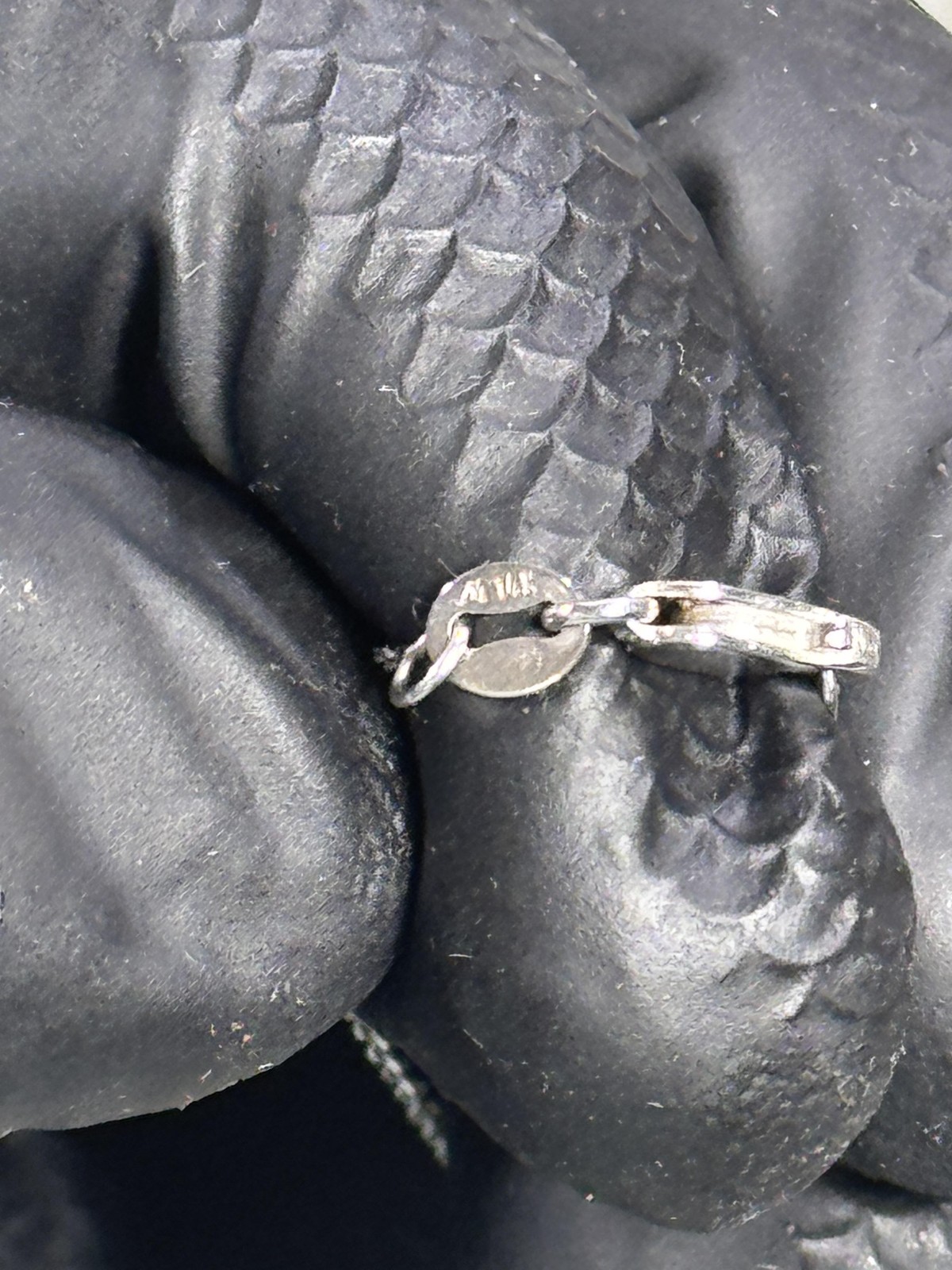 2.4 Grams 14K White Gold Pave Diamond Infinity Pendant Necklace Chain Tested
