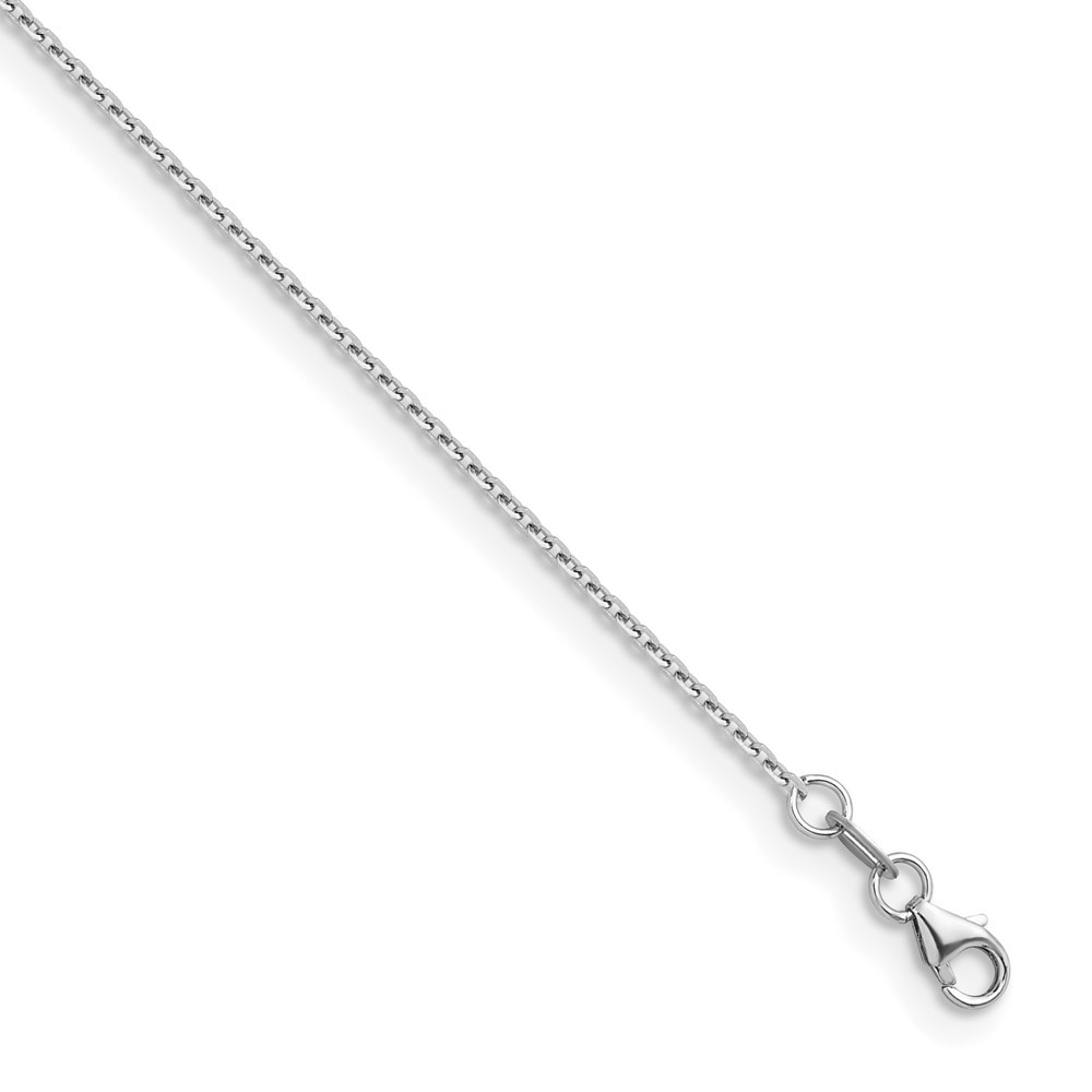 18K White Gold Polished & Diamond-cut 1.3mm Solid Flat Cable Chain Necklace 24″