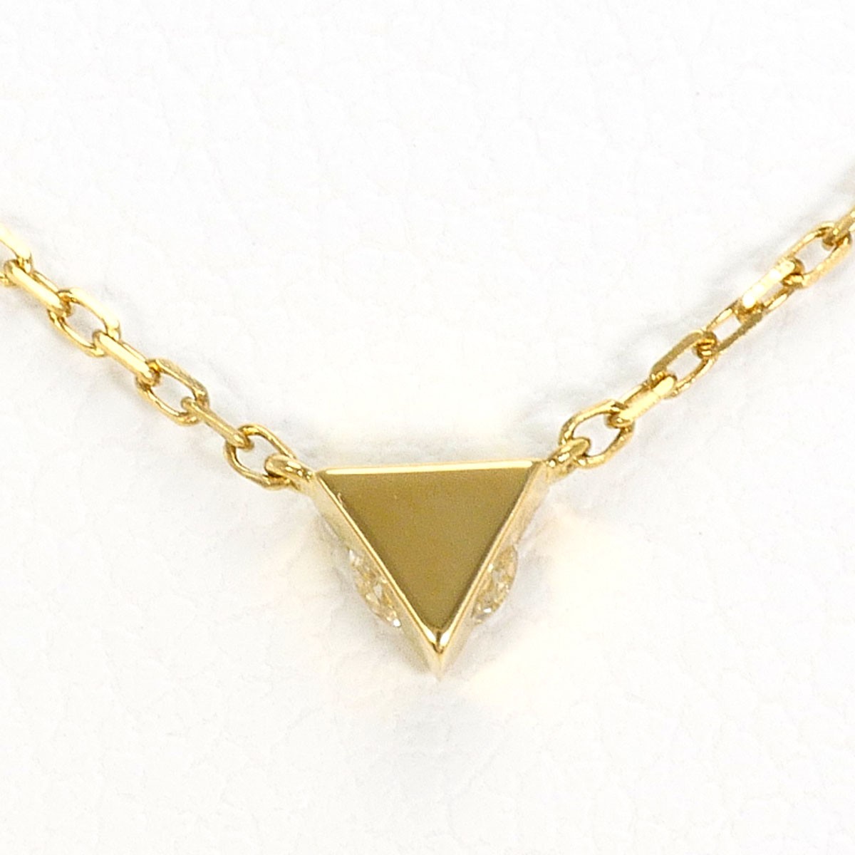 AHKAH K18 18k gold Necklace Diamond 0.08ct 1.2g 40cm Free shipping Used