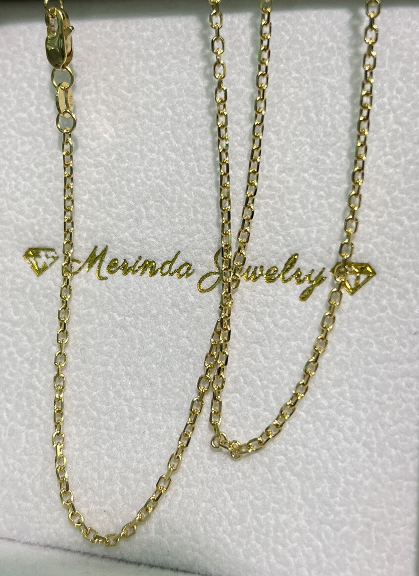 18k Solid Yellow Gold Anchor Chain Necklace for Unisex Kid Adult