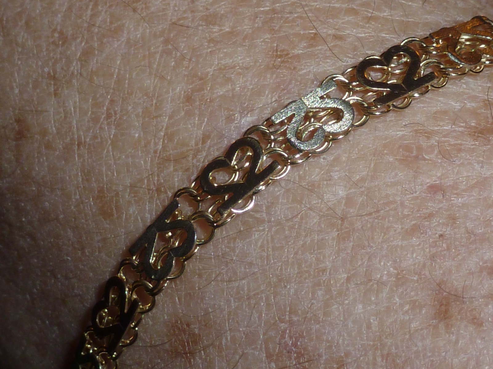 10K SOLID YELLOW GOLD REVERSIBLE FANCY HEARTS/MESH TENNIS BRACELET – 7 “- 4.64 G