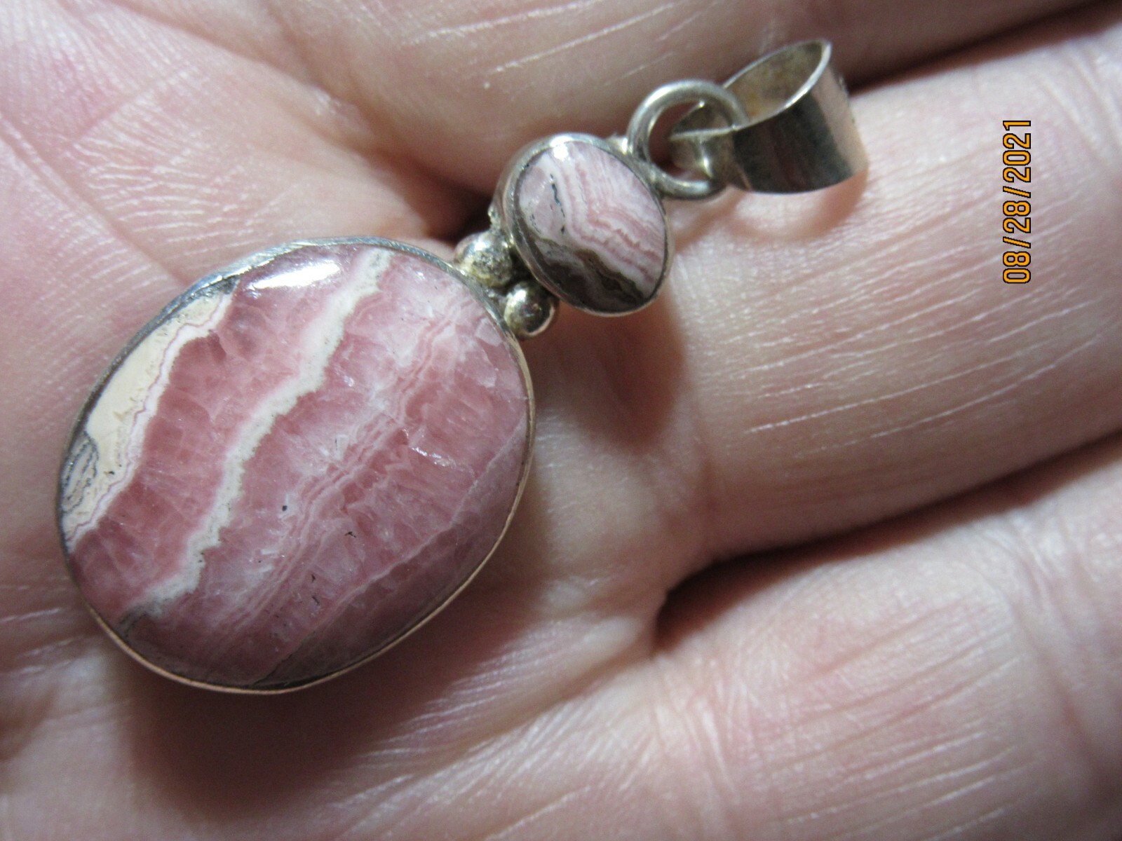 Natural Rhodochrosite 925 Sterling Silver Pendant Jewelry US seller RSP-2