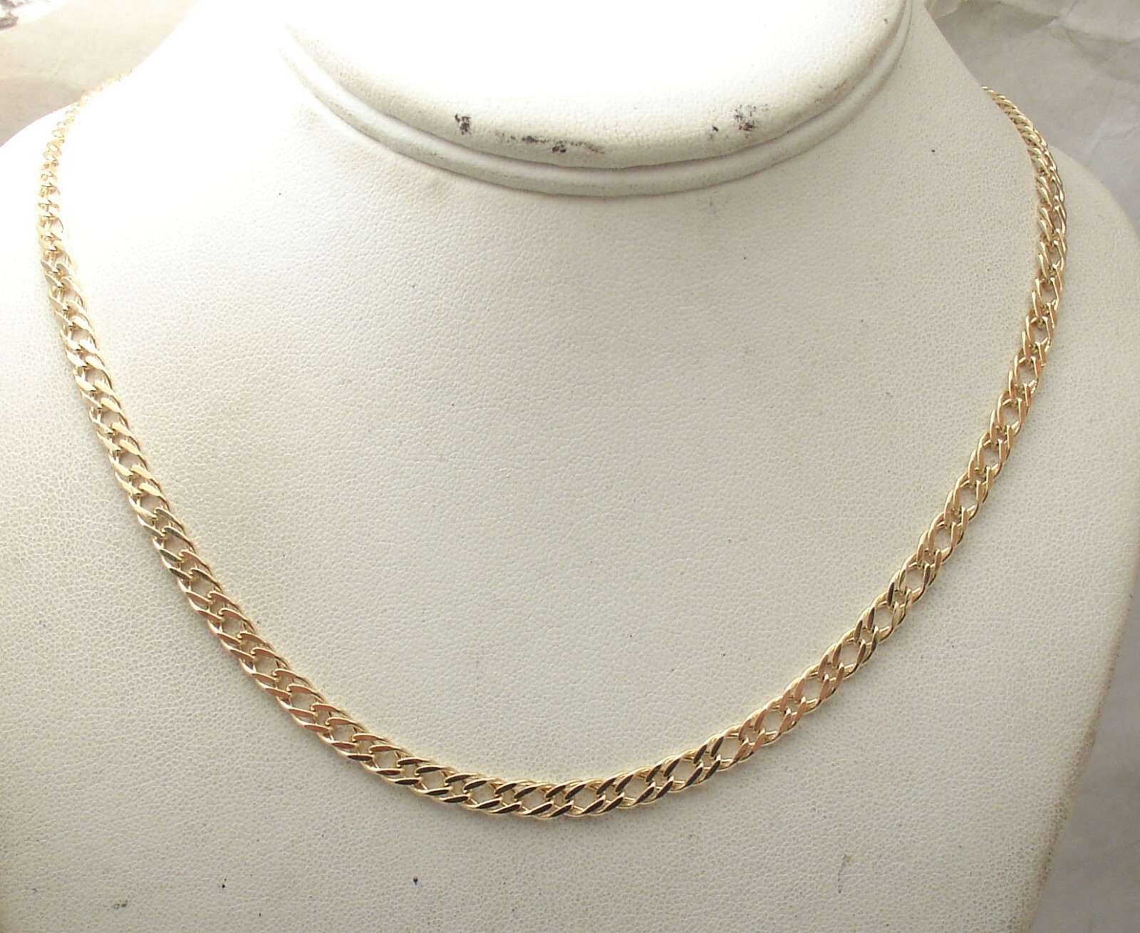 18″ Technibond Unique Double Curb Chain Necklace 14K Yellow Gold Plated Silver
