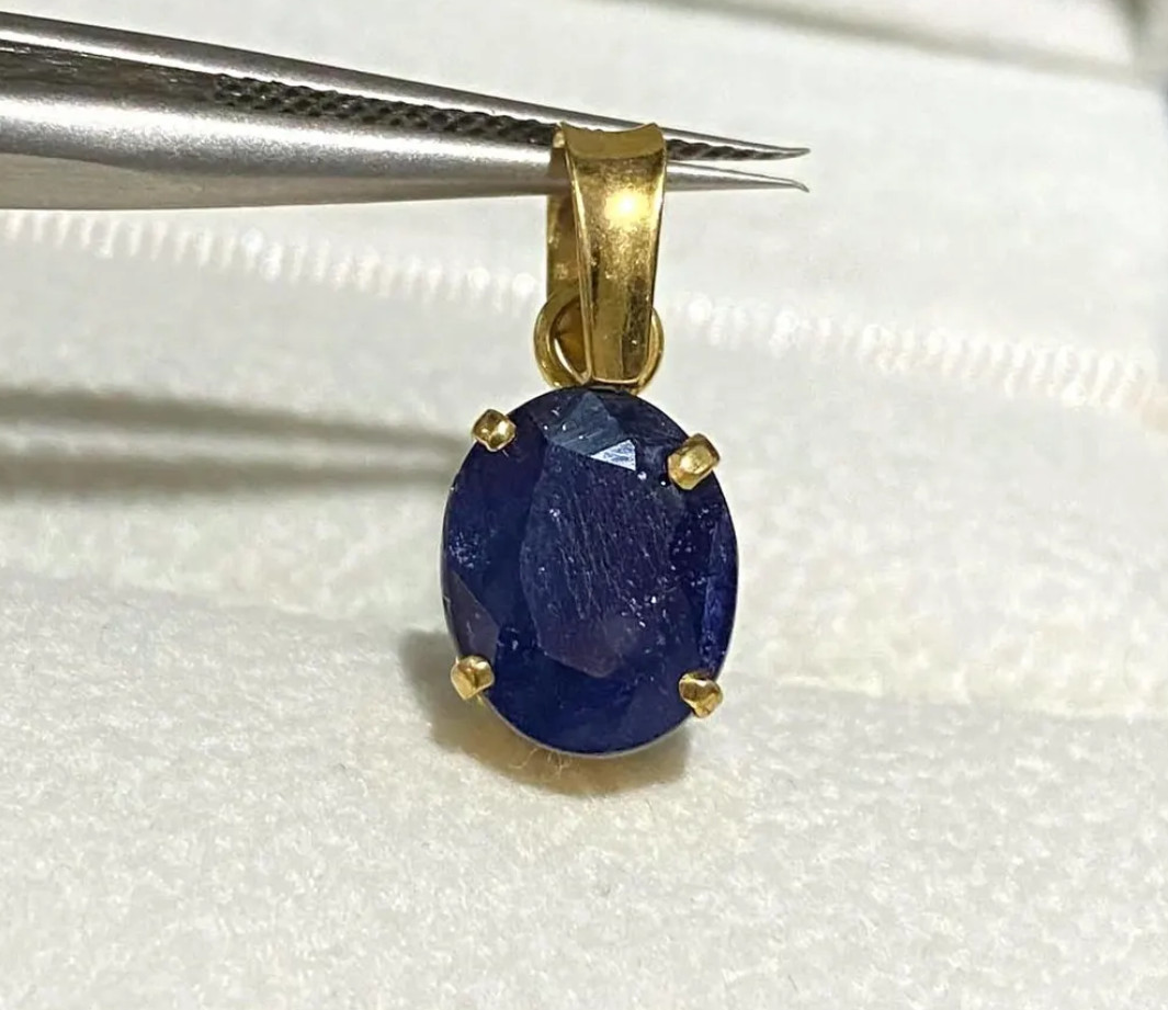 Genuine Blue Sapphire Birthstone Pendant Unisex Gift 925 Sterling Silver Jewelry