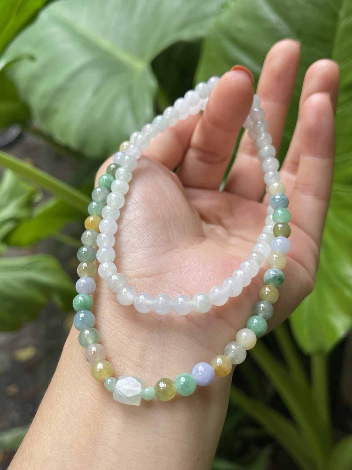 Natural Type A Burmese Myanmar Jadeite 5.7-6mm 50cm icy Necklace