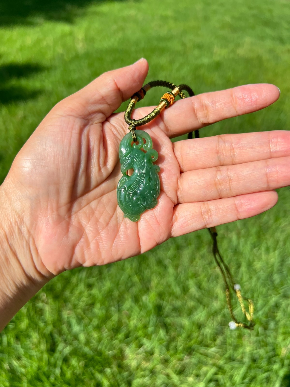 Genuine 100% Natural Nephrite Jade Phoenix Pendant H66 a2