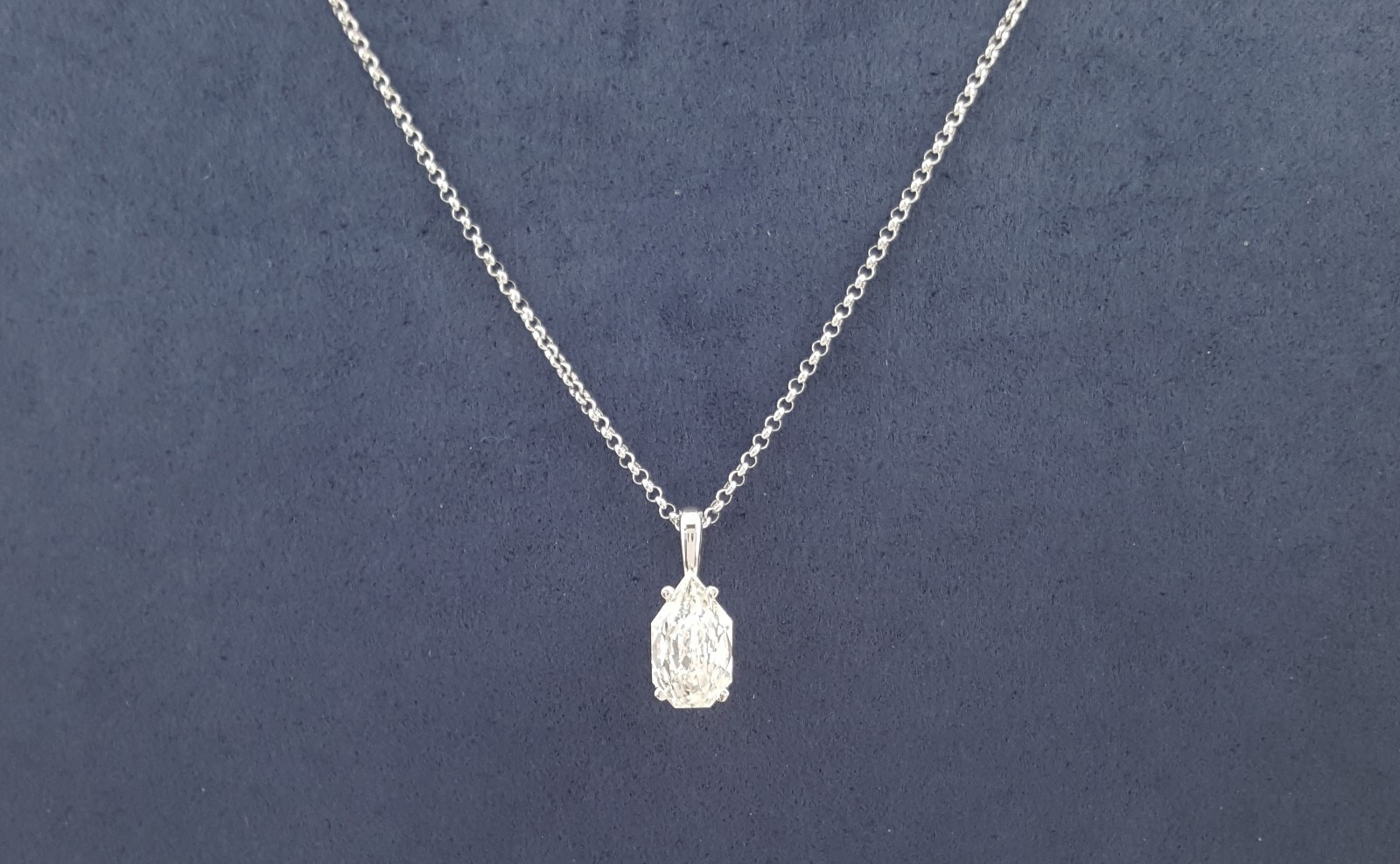Empress Pear Shape Diamond Solitaire Pendant Necklace 0.72 ct 14K White Gold $4K