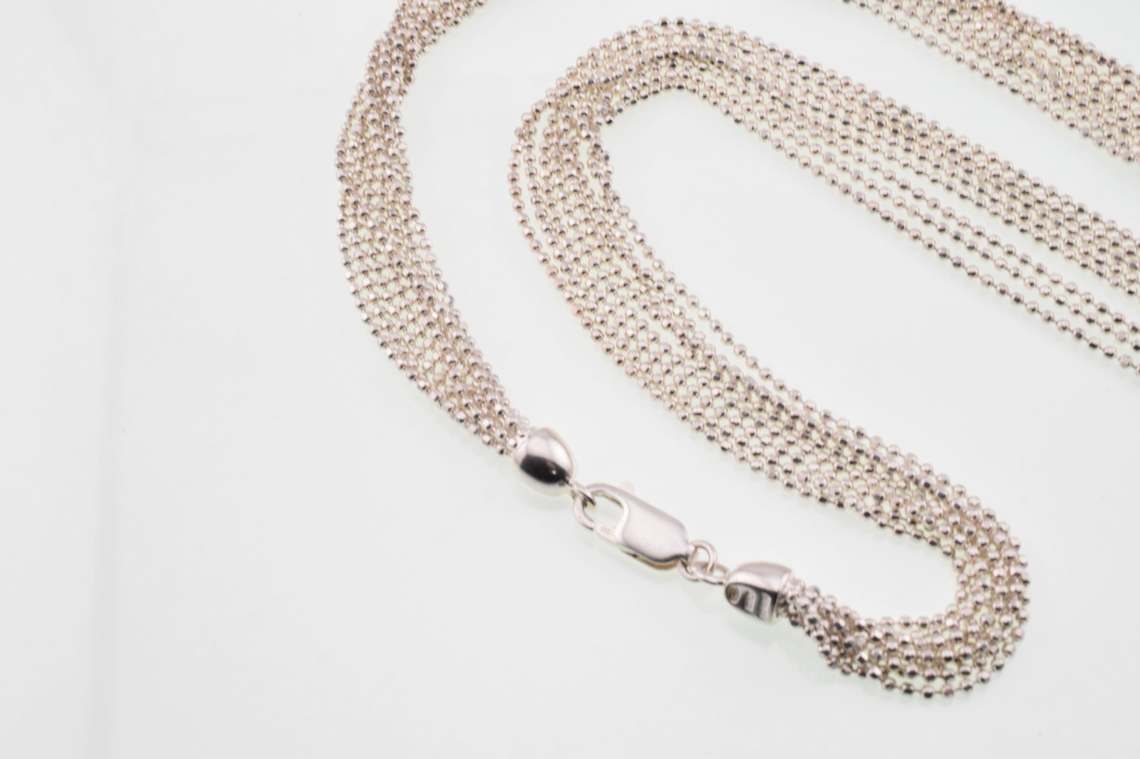 Milor Beaded Chain Necklace in Sterling Silver 18″ – 8 Strands