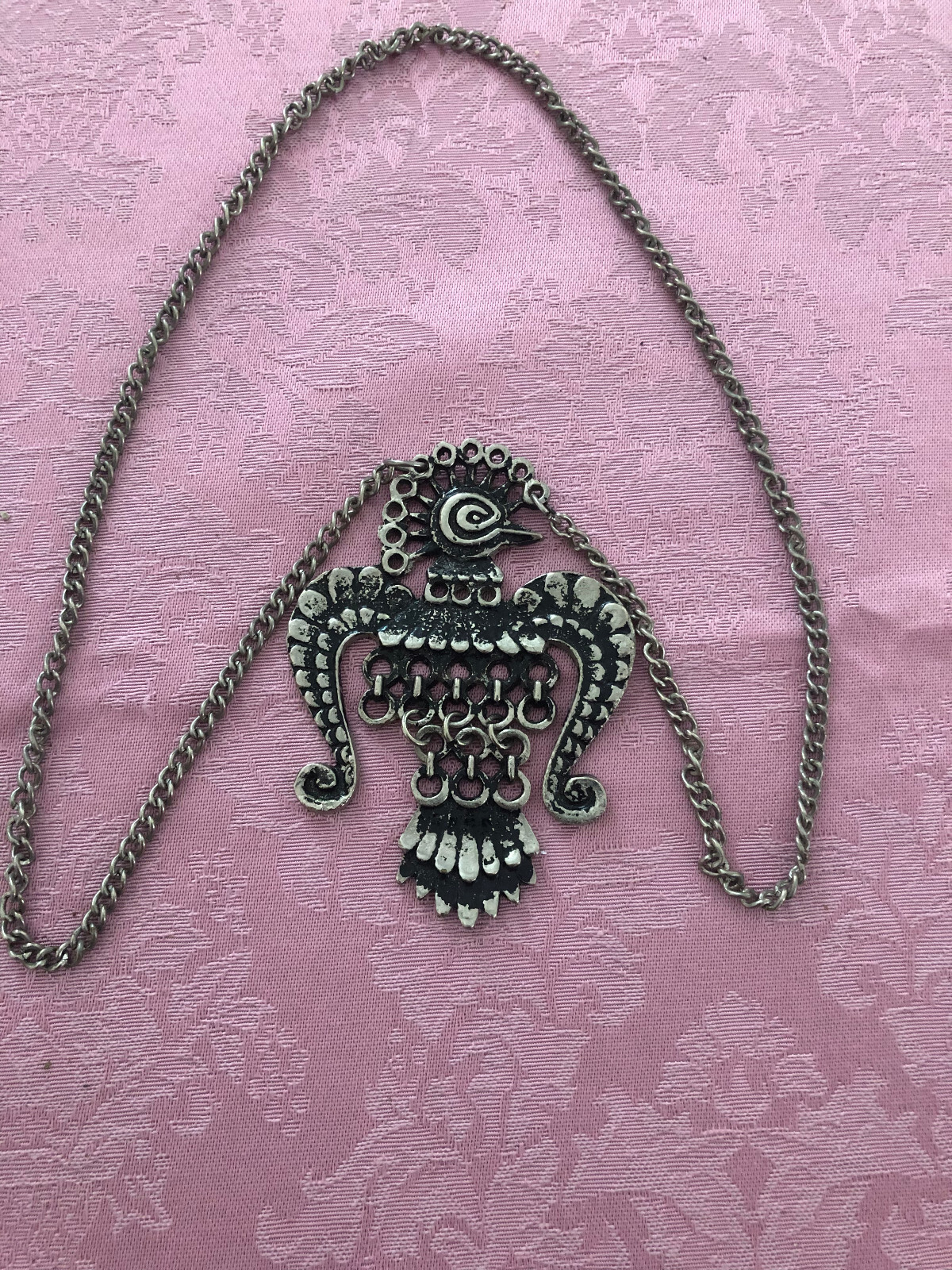 Oxidized Metal Chain with Pendant 13″ Long