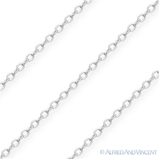 Thin 1mm Cable Link .925 Italy Sterling Silver w/ Rhodium Italian Chain Necklace