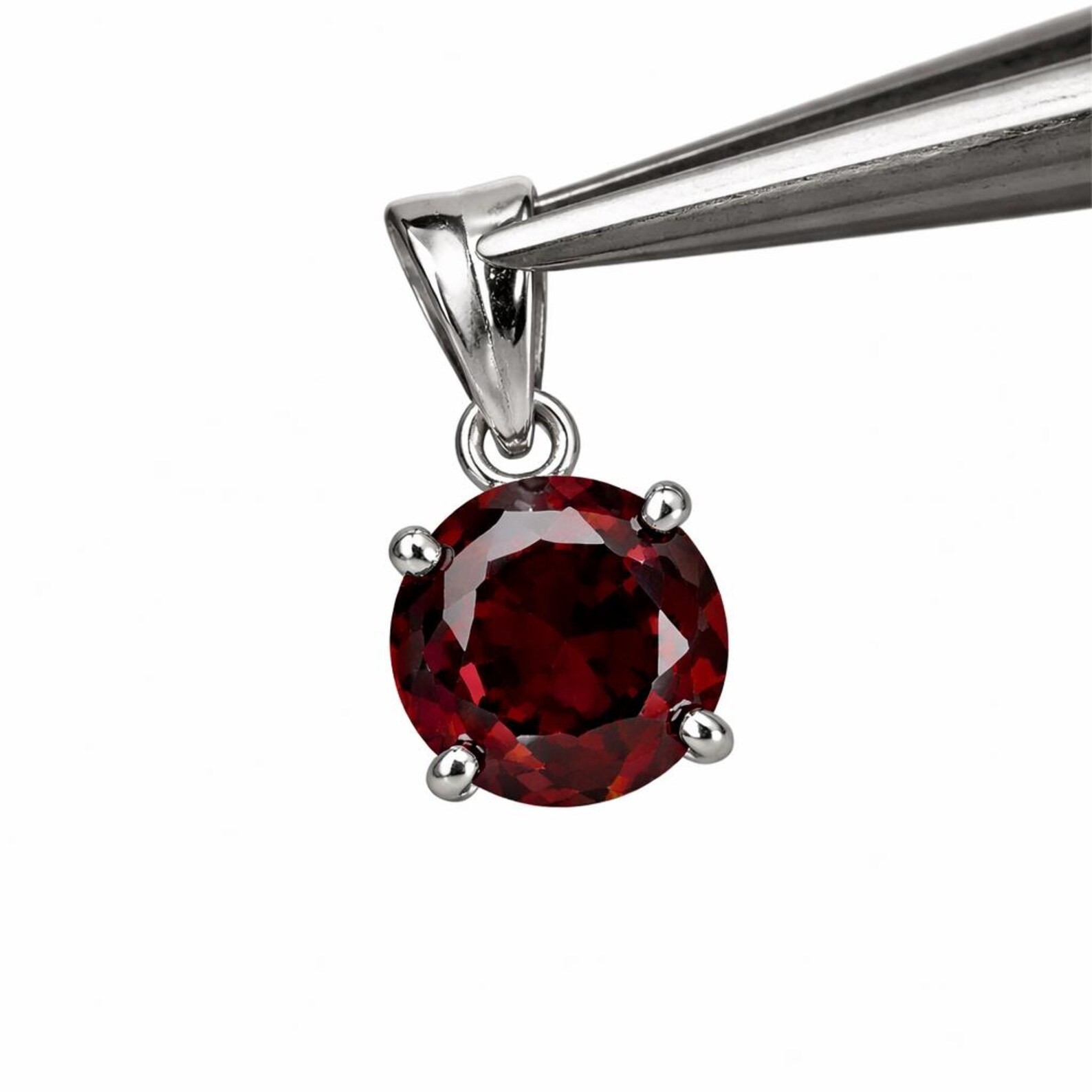 Lab Created Garnet Pendant Round Cut 925 Sterling Silver Pendant Gifts For Him