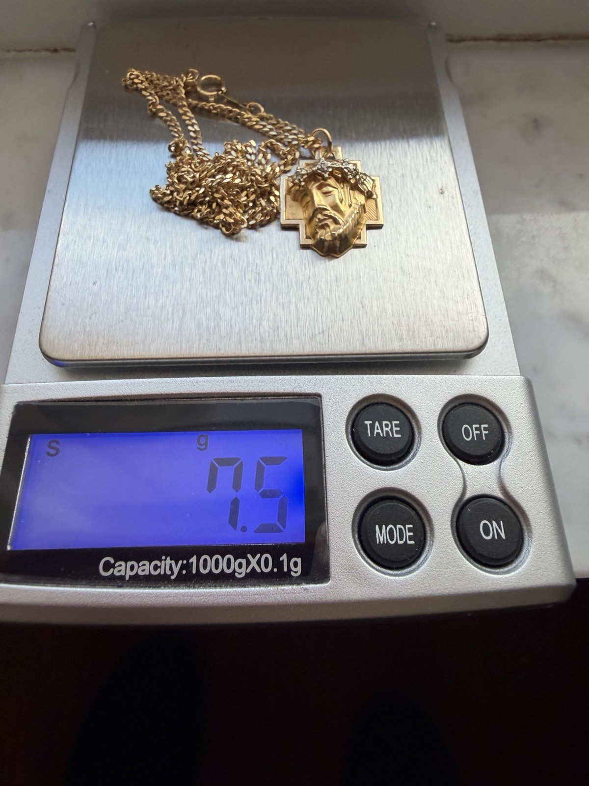 14 KT Gold Crucifix From 1980 W 14 Kt Gold Chain Jesus Gold Charm Estate