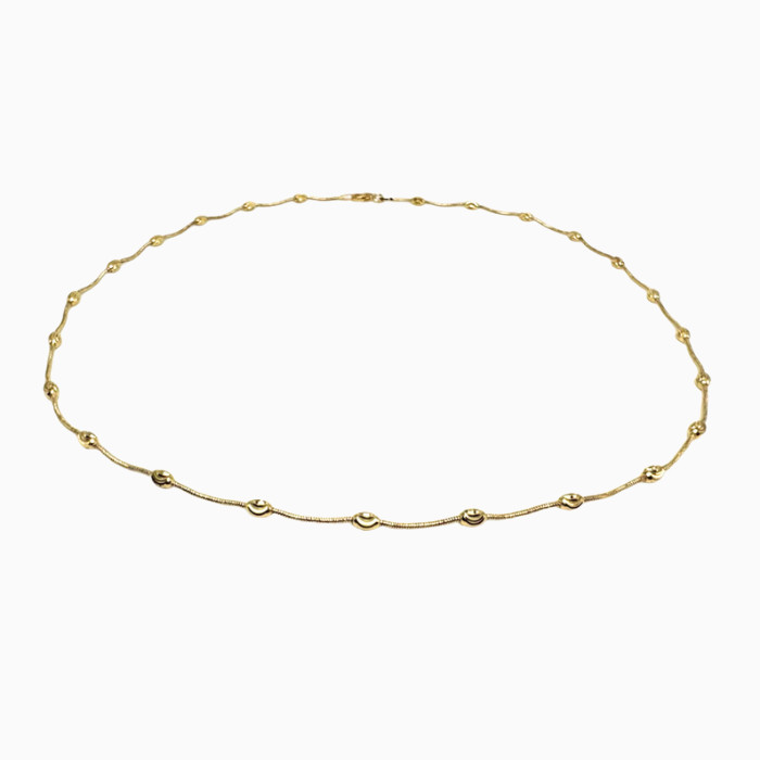 Italian 14K Gold Over Sterling Silver Moon Cut Oval Bead Station Necklace 20 In