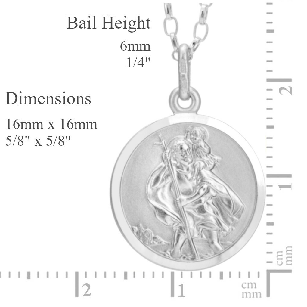 Sterling silver St Christopher pendant necklace with 18 inch chain and gift box