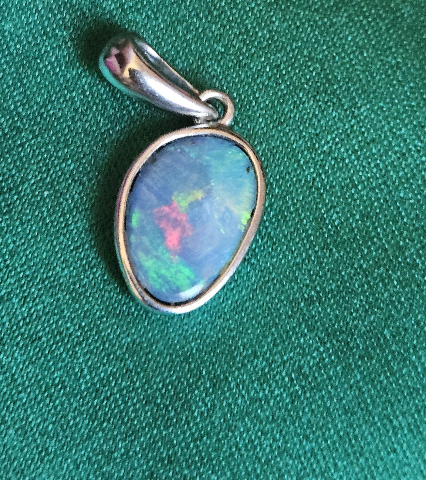 Opal Natural Australian Pendant Free Form Sterling Silver 925
