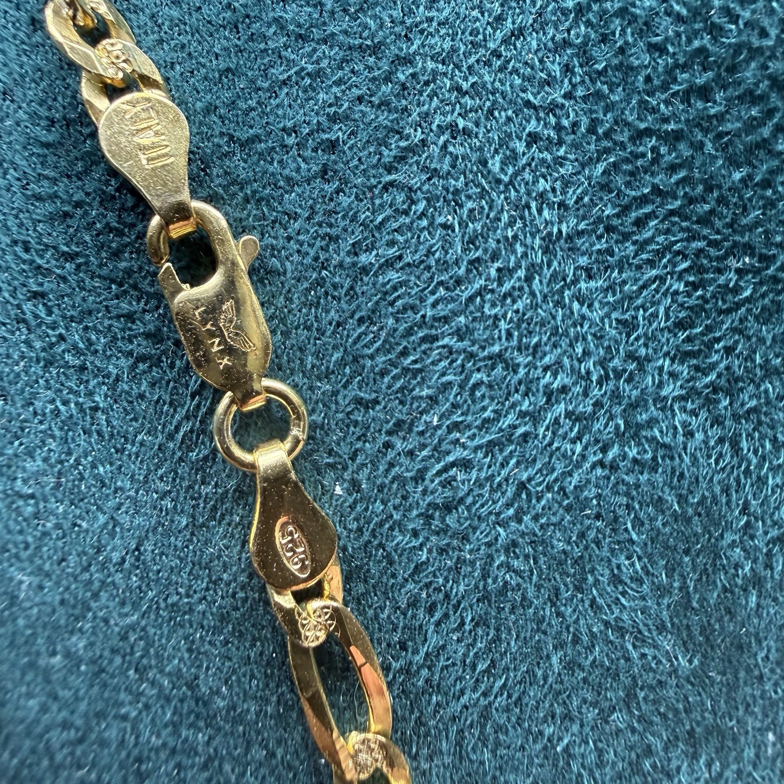 Gold Plated 925 Sterling Silver Diamond Cut Figaro Link Chain Necklace 22” 4mm