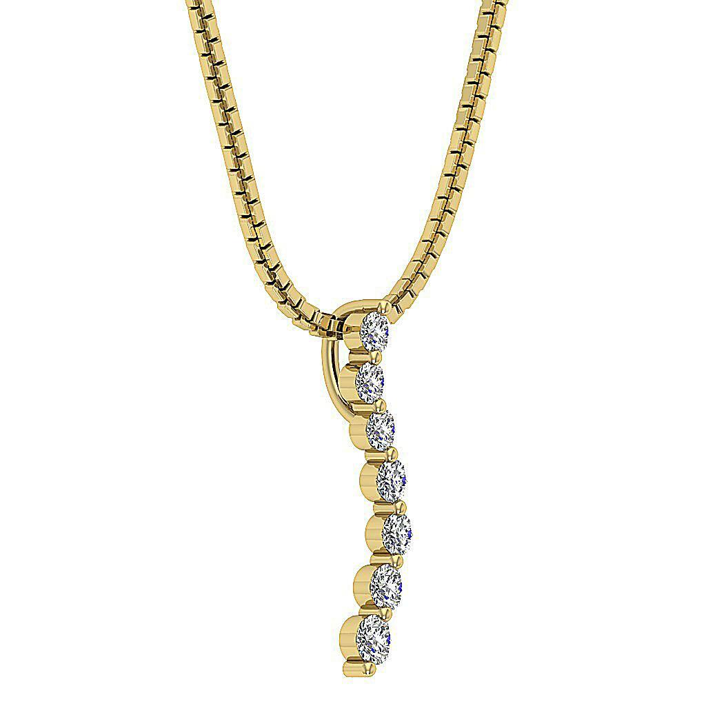 Journey Pendant Necklace I1 G 0.50Ct Genuine Diamond White Gold Prong Set 1 Inch