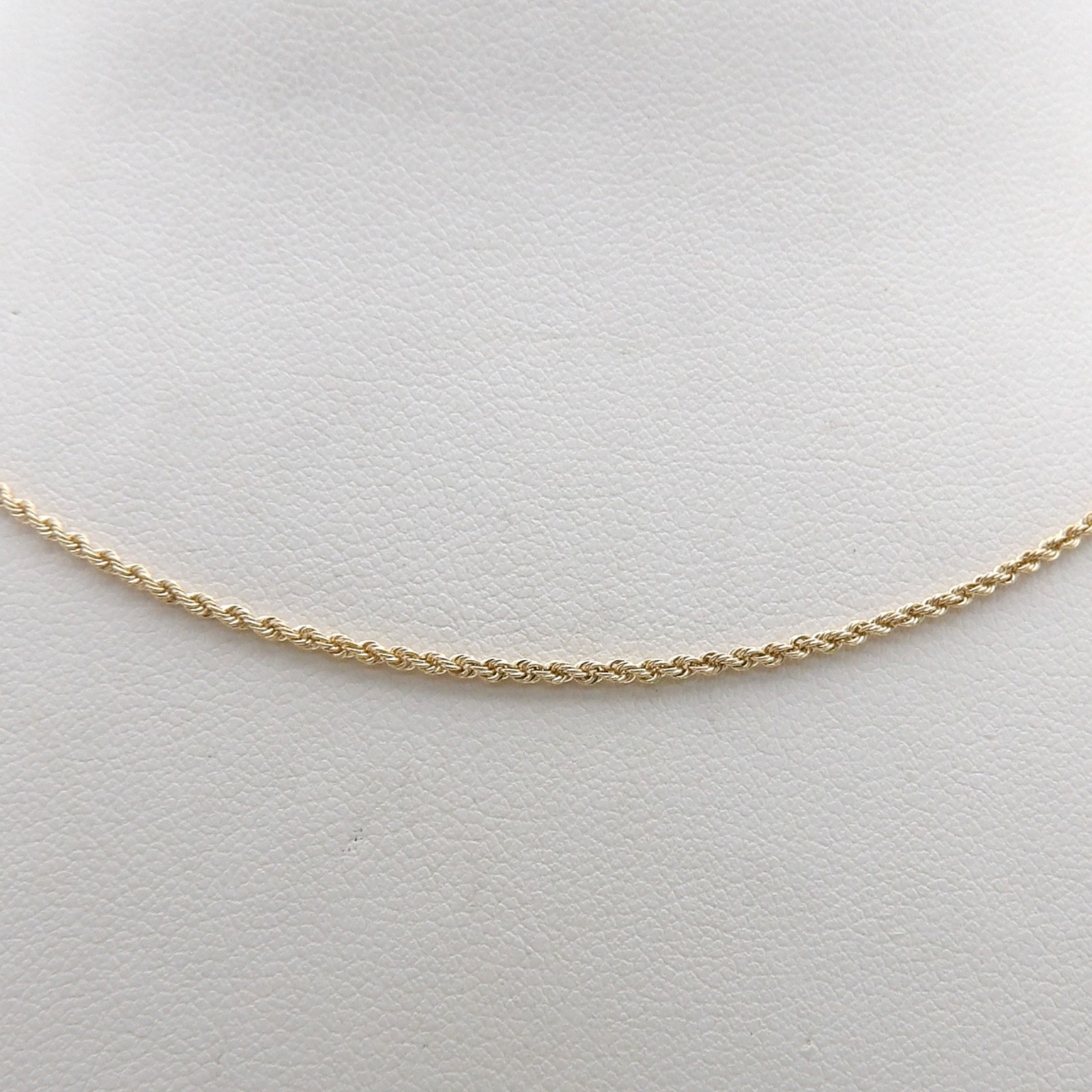 Solid 14k Gold Rope Link Pendant Chain Necklace Diamond Cut 18in 1.4mm