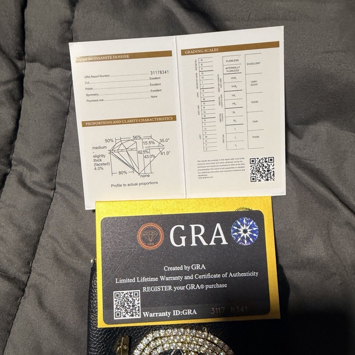 GRA Moissanite Tennis Necklace Yellow Gold Plated Round White Excellent Cut