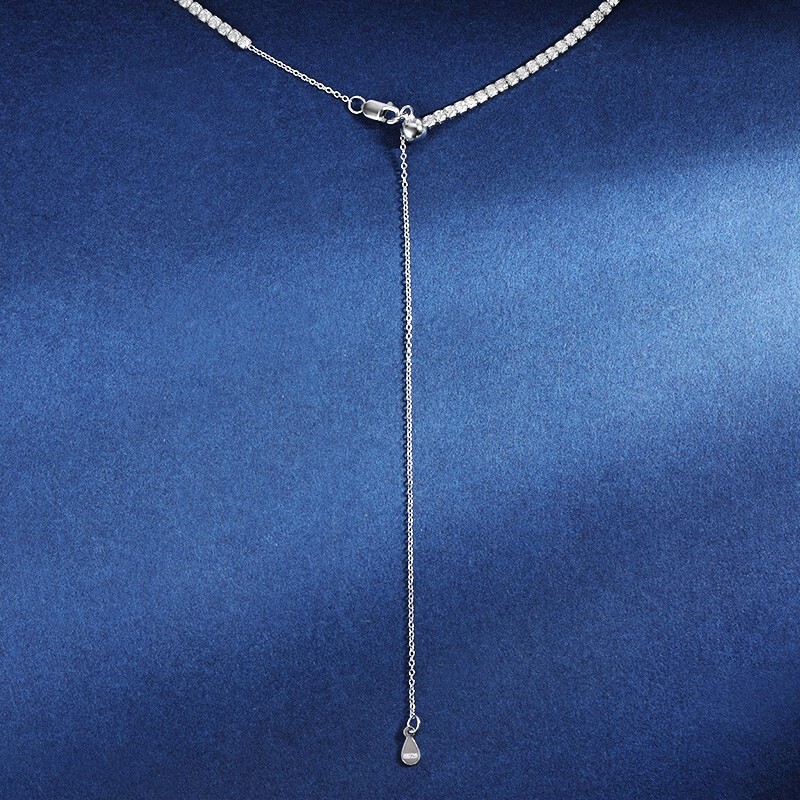 2mm Round Cut Moissanite Women Tennis Necklace Choker 18K White Gold Plated GRA