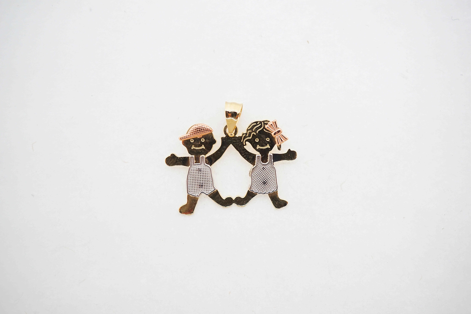14K Multi-Tone Gold Unisex Boy Girl Pendant Charm 2.40g