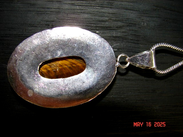 German Silver Tiger’s Eye Cabochon Necklace