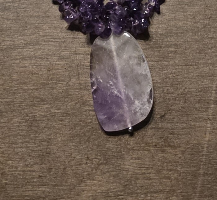 NWT – Purple Amethyst Chip Beads Necklace – Large Pendant – JTV 24 – 26 “