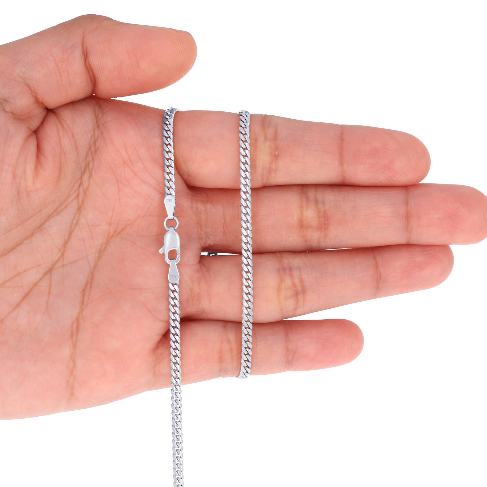 10K White Gold Solid 2.7mm-7mm Miami Cuban Chain Necklace Mens Womens 16″- 30″