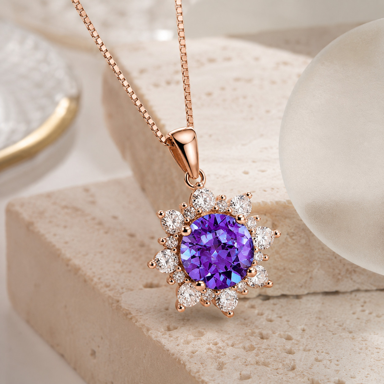 Alexandrite Necklace 925 Sterling Silver Color Changing Pendant Winter Jewelry