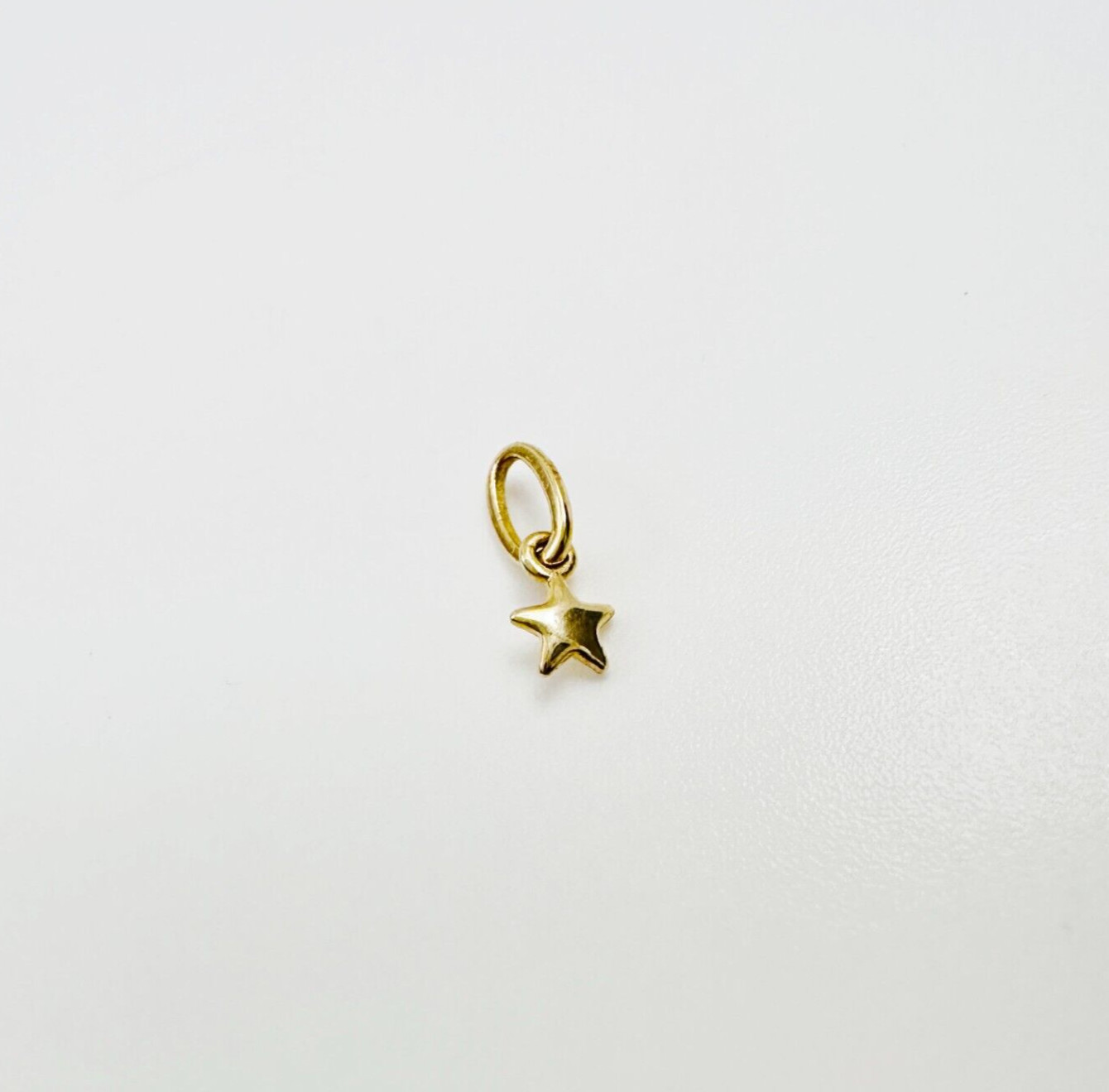 14K Solid Yellow Gold Teeny Tiny – Very Small Beveled Star Charm Pendant 8.5x3mm