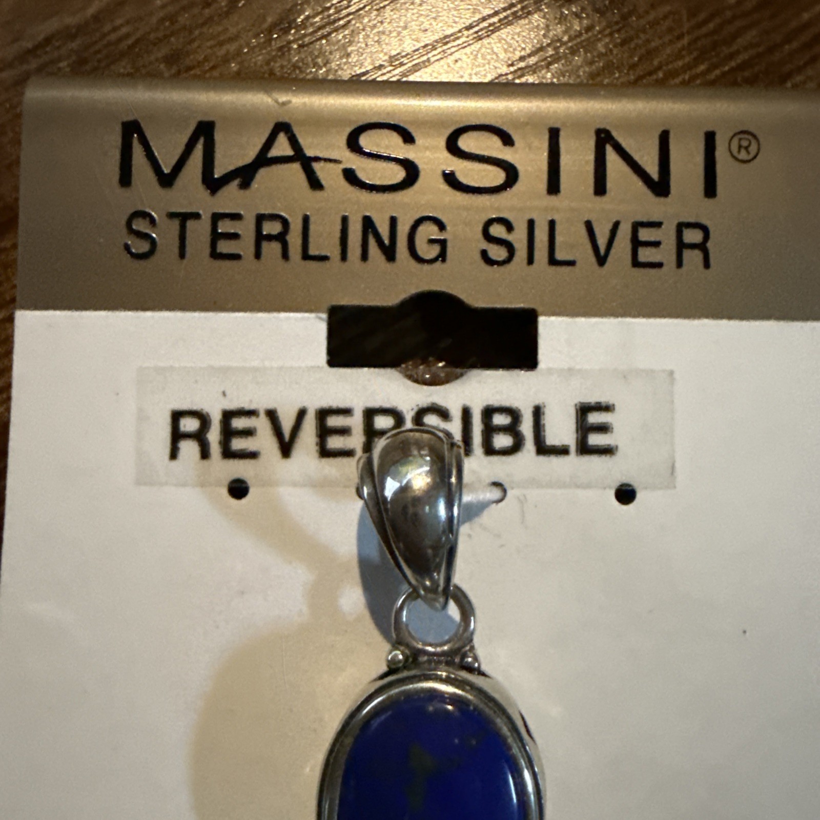 Sterling Silver Blue Lapis Oval Pendant Reversible NWT