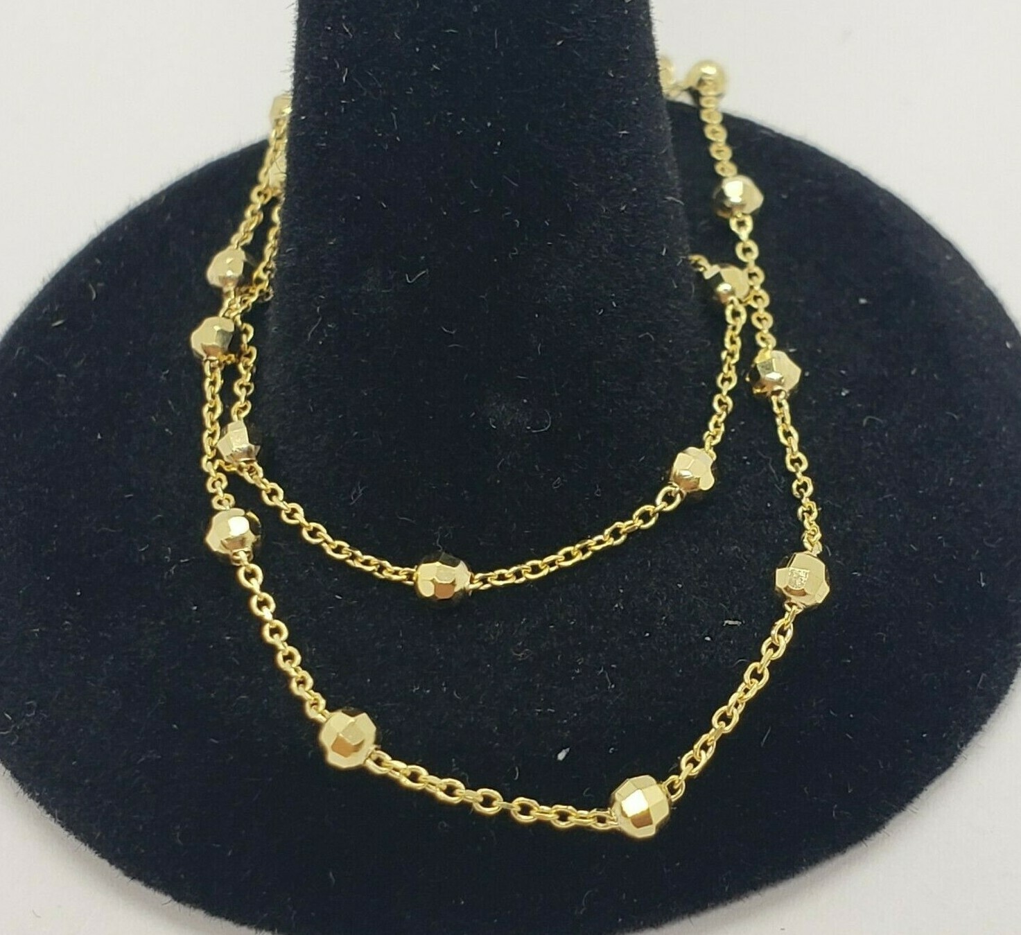 14K Solid Yellow Gold Station Ball Bead Rolo Bracelet Anklet 2mm 4mm 7″ 10″