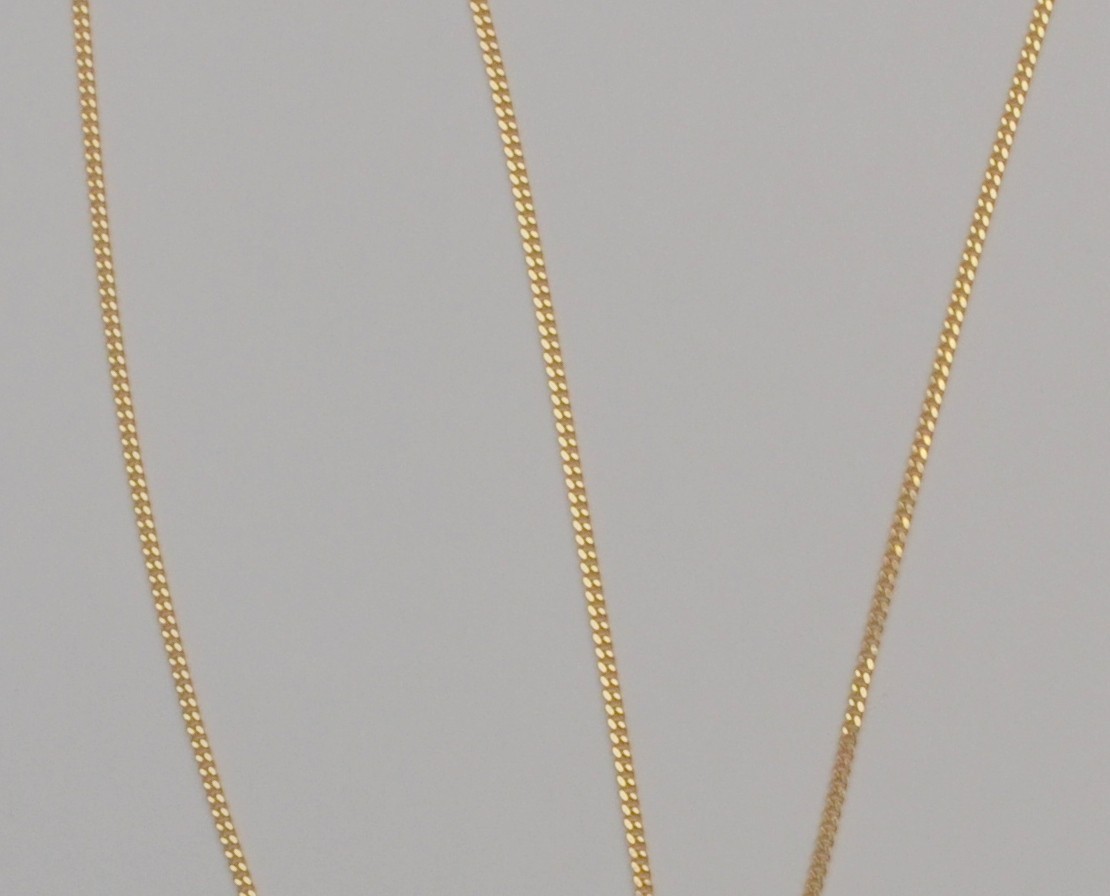 18K Yellow Gold Cuban Link Chain Necklace 1.4mm 23.5” C8