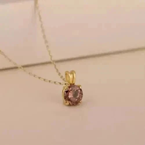 2Ct Round Cut Lab Created Chocolate Diamond Women Pendant 14k Yellow Gold Plated