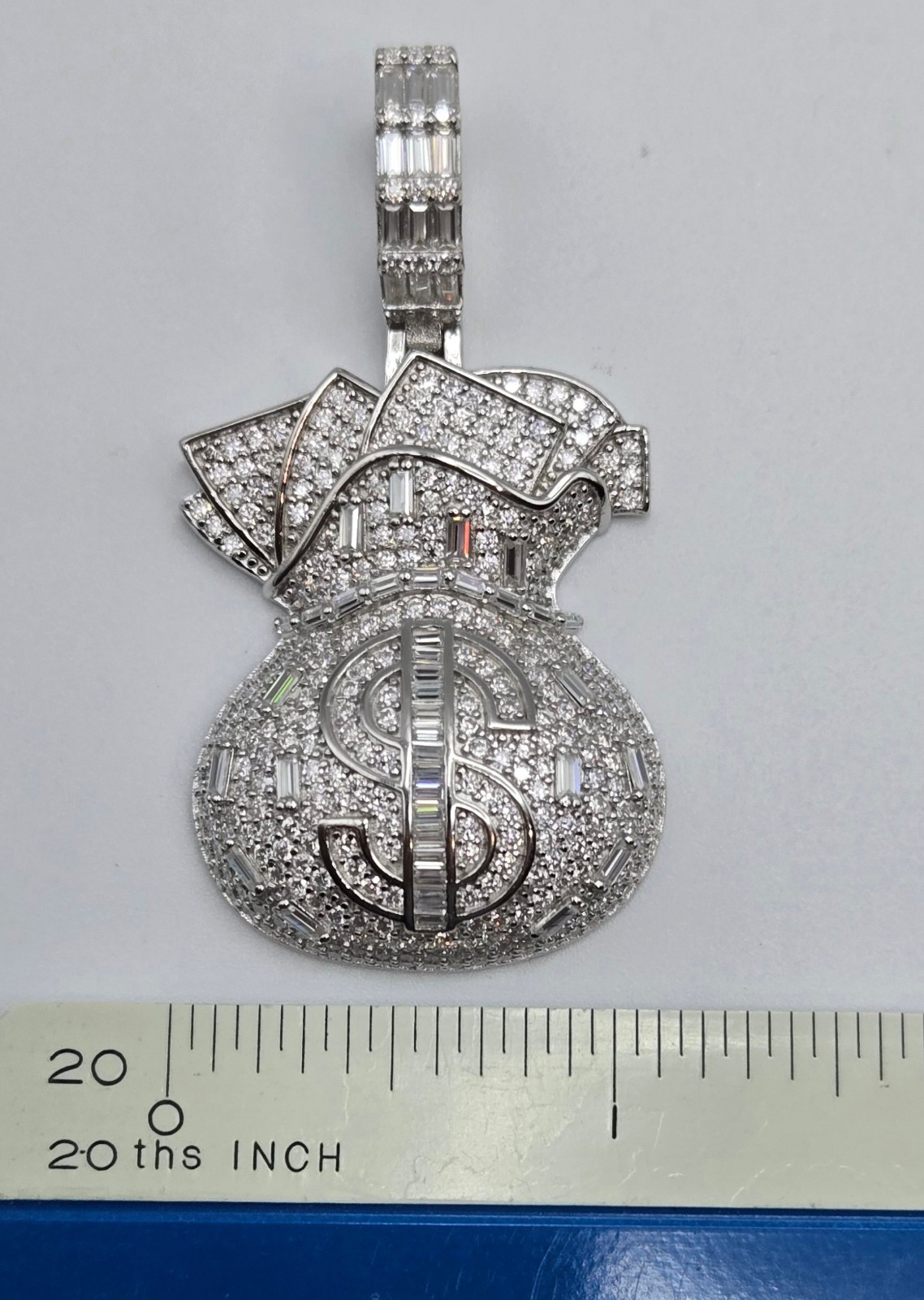 NEW Solid 925 Sterling Silver Money Bag Pendant 5.0CTW VVS1 Moissanite Iced