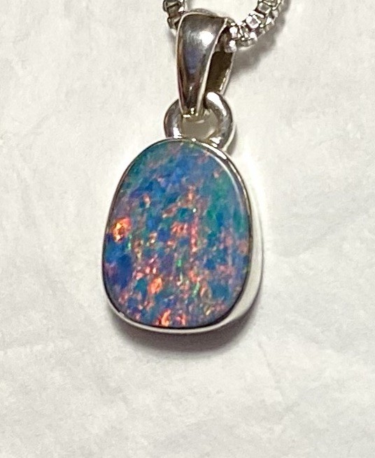 Natural Australian Opal Pendant 3/4” 925 Sterling Silver 🌹
