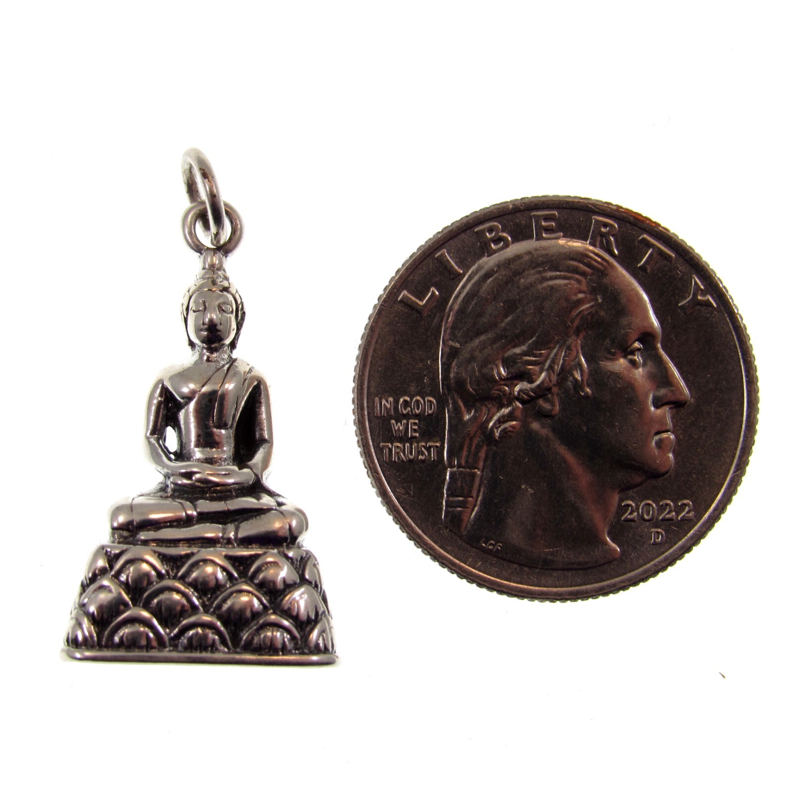 Solid 925 Sterling Silver Seated Praying Buddha Pendant – Spiritual Yoga Jewelry