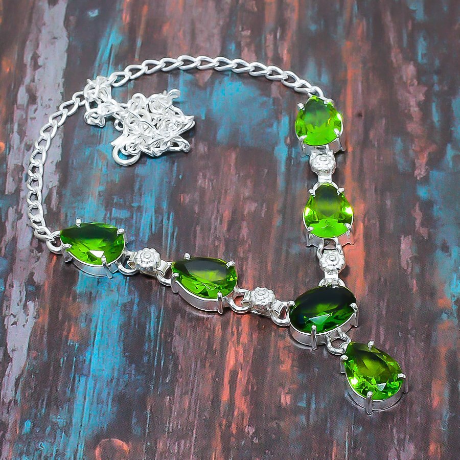 Peridot Gemstone Handmade Gift Jewelry Necklace 18″ z364