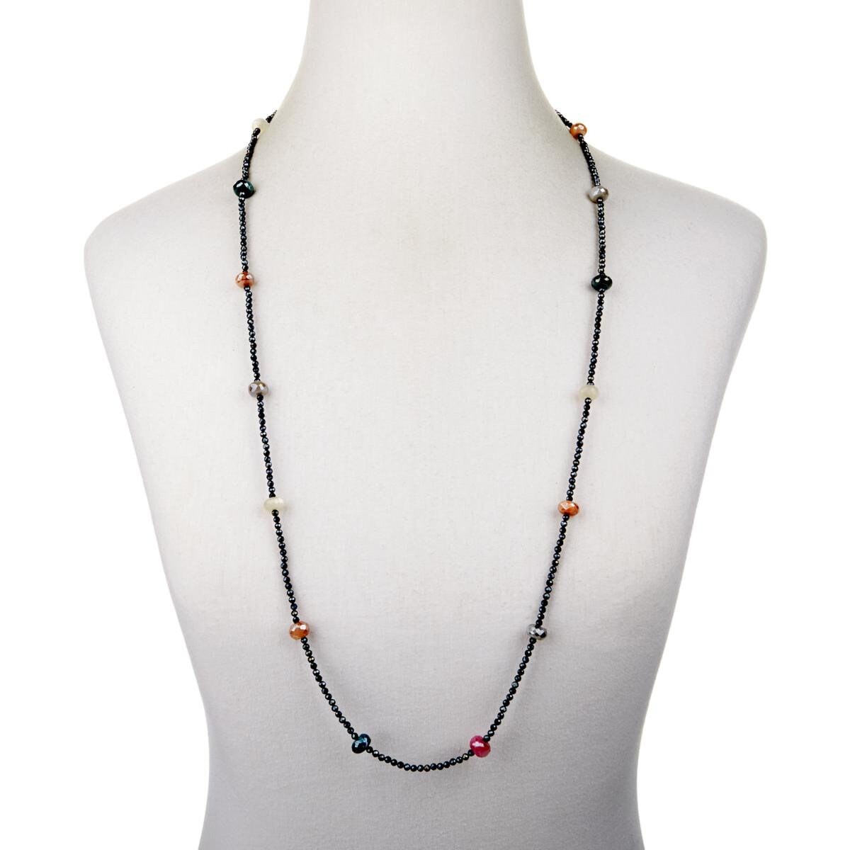 Womens Multicolor Moonstone, 925 Sterling Silver Beaded Necklace, 36in, New