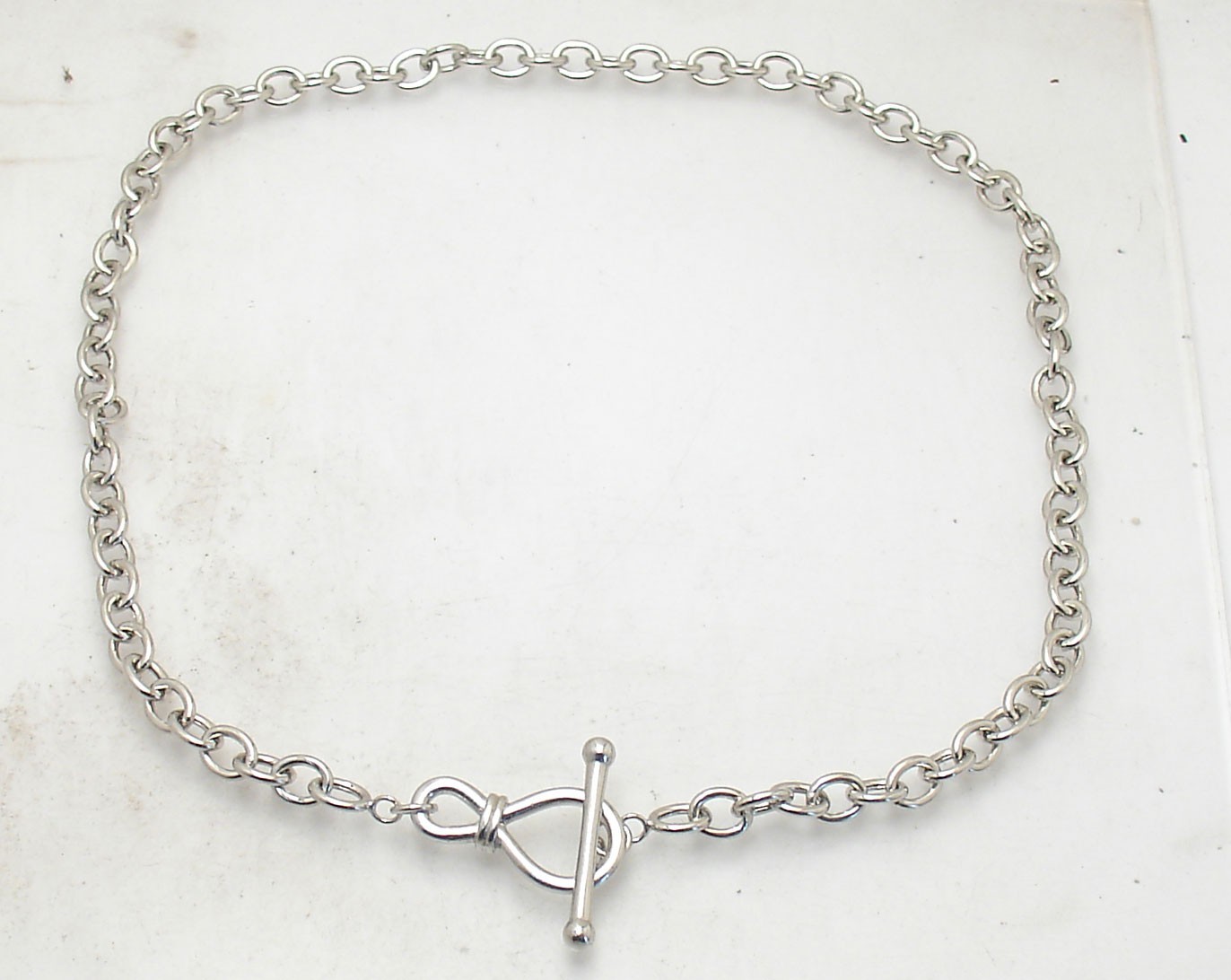 18″ Plain Oval Link Chain Necklace Toggle Clasp Anti-Tarnish Real 925 Silver