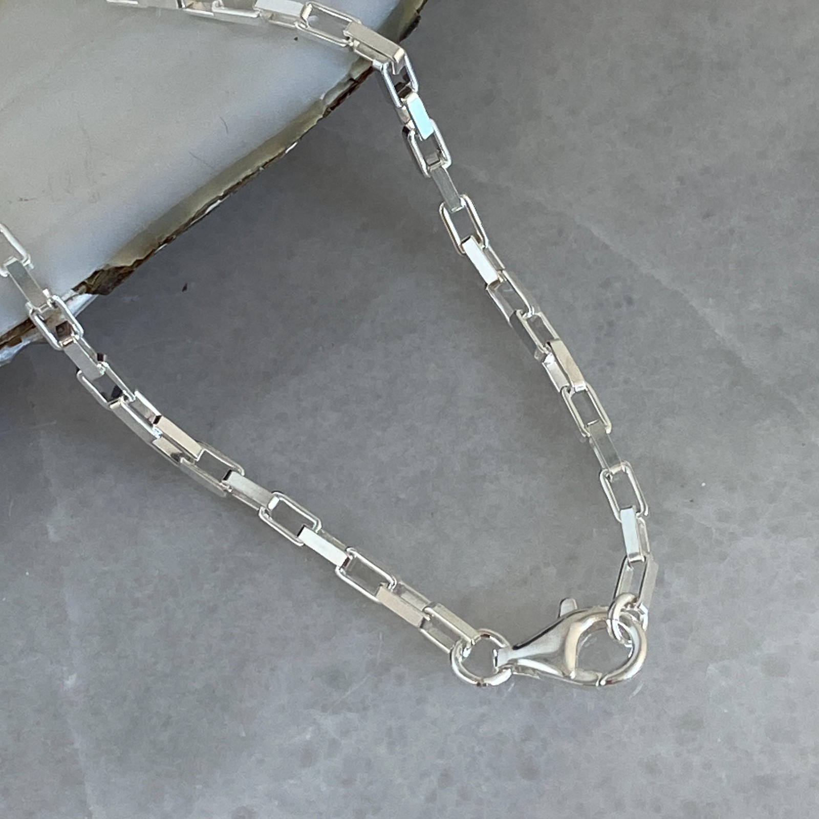 Solid Sterling Silver Heavy Box Necklace Chain (7″-36″) Made In Italy